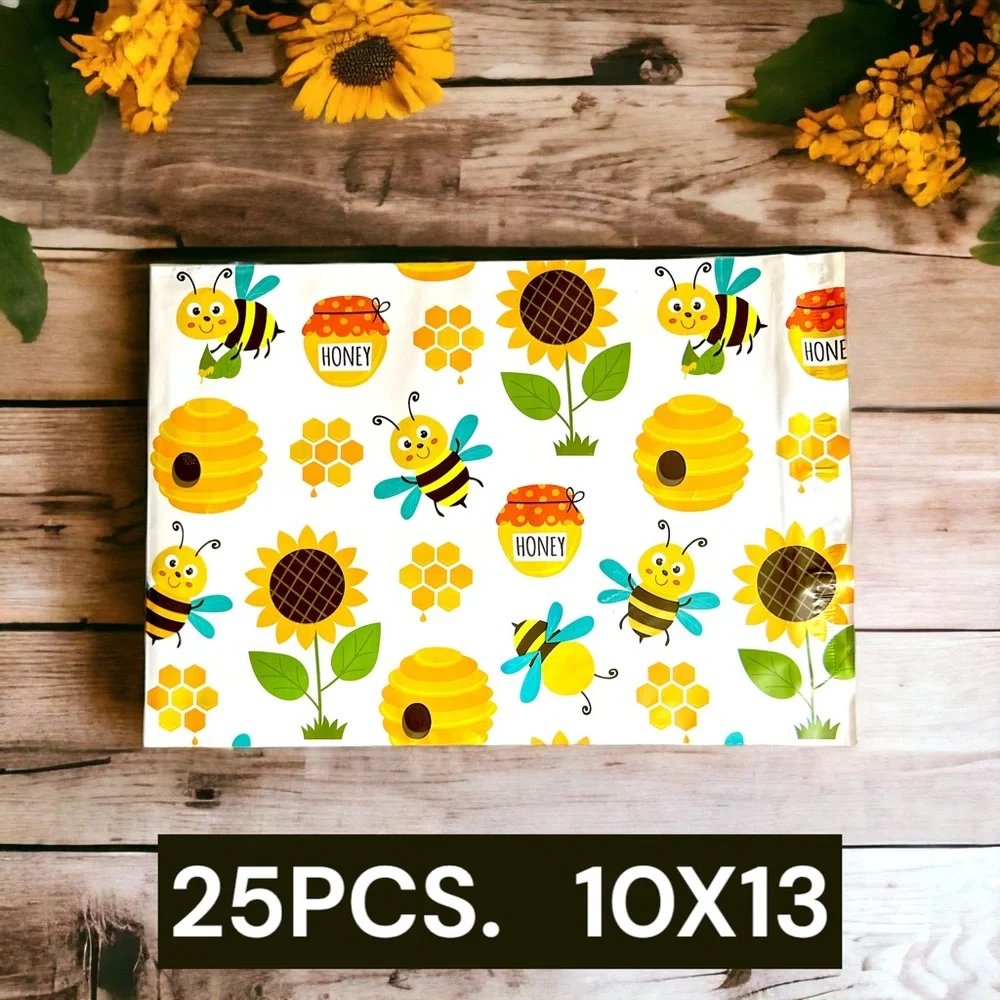 25 10X13 Poly Mailers Honey bee Sunflower, Shipping Envelopes PRICE IS FIRM - Picture 7 of 7
